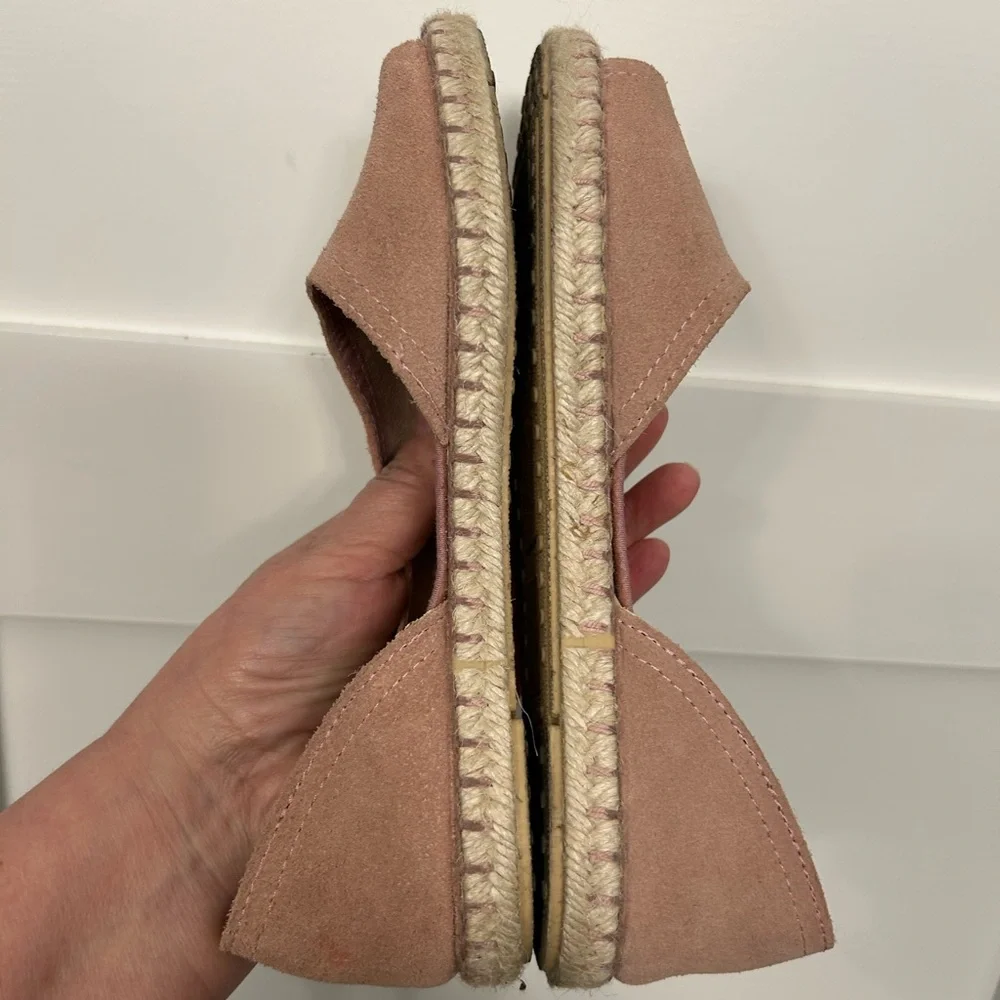 Miz Mooz Rose Suede Peep-Toe Espadrille Flats Size 38